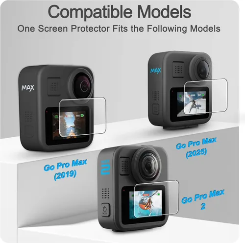 Miniatura 3 de FiTSTILL Protector de pantalla de vidrio templado para Go Pro MAX2/MAX360 2025/MAX Fusion (2019), resistente a los arañazos, pantalla LCD de vidrio