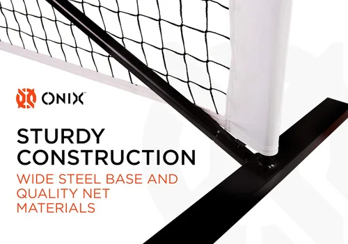 Miniatura 6 de ONIX Pickleball 2 en 1 Juego de red portátil de tamaño reglamentario y red de práctica incluye estuche de transporte con ruedas