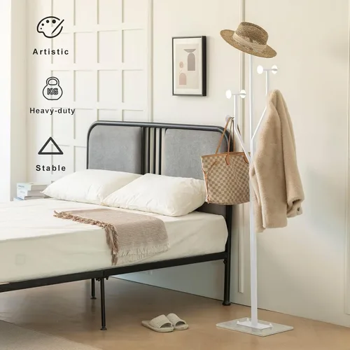 Miniatura 8 de JIAYUEJU Perchero resistente en forma de árbol, perchero de metal independiente con base de mármol resistente, perchero de esquina para dormitorio
