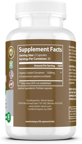 Miniatura 8 de Cápsulas de canela de 1200 mg. Suplemento orgánico de canela de Ceilán, pastillas de canela que apoyan el corazón, cerebro, hueso, articulaciones
