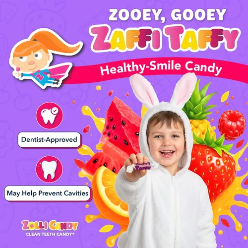 Miniatura 2 de Zaffi Taffy - Caramelo de Pascua sin azúcar, sin tintes, apto para dieta keto y diabética, golosinas aprobadas por dentistas para niños
