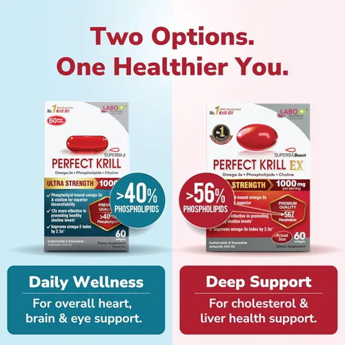Miniatura 4 de LABO Nutrition Perfect Krill EX, 1000 mg de aceite de krill antártico Omega 3 EPA DHA, los fosfolípidos más altos (más del 56%) con colina