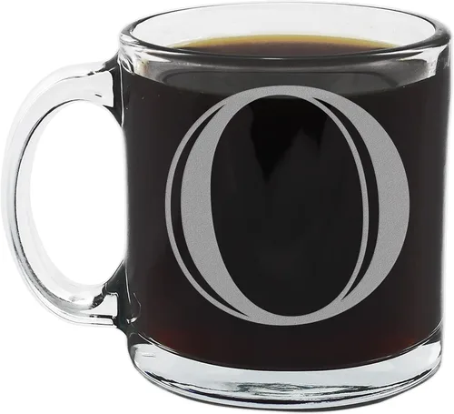 Miniatura 29 de Spotted Dog Company Taza de café de vidrio transparente con monograma grabado de 12 onzas (letra A), regalos de café personalizados de la A a la Z