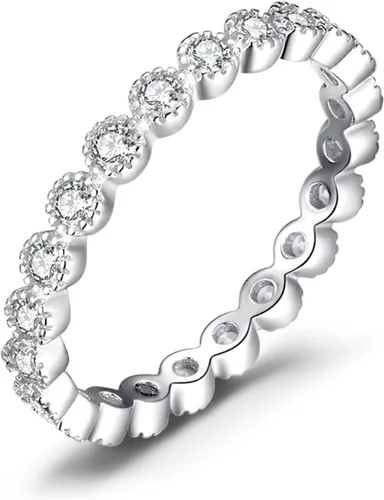 JewelryPalace Anillos de plata de ley 925 chapados en oro de 14 quilates para mujer, anillos de promesa de circonita cúbica para ella, anillos de