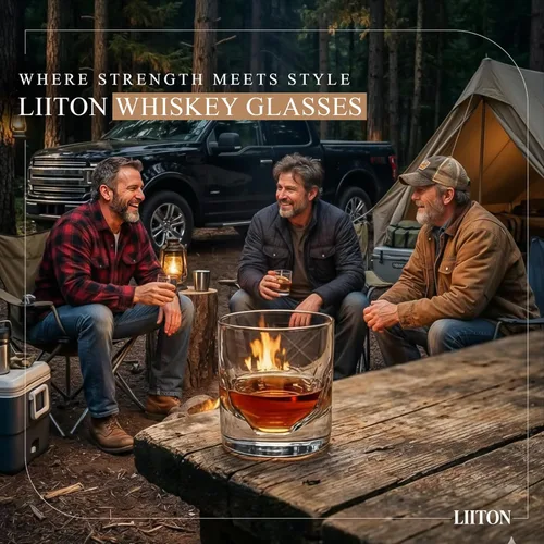Miniatura 6 de LIITON Grand Canyon - Juego de regalo de 4 vasos de whisky de cristal pesado, vaso de bourbon grueso congelable de 1 libra cada uno, regalos