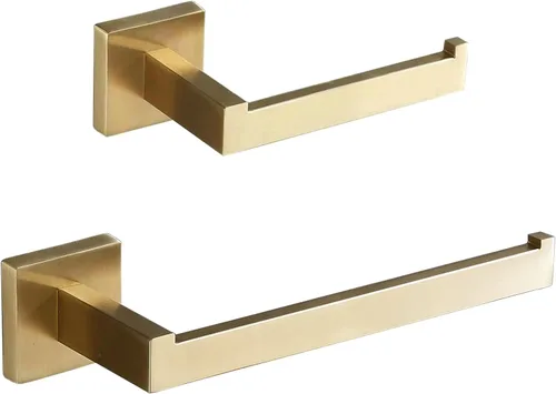 Miniatura 7 de SHUNLI Soporte de papel higiénico negro + soporte para toalla de mano, juego de accesorios de baño de 2 piezas, toallero de anillo para toalla