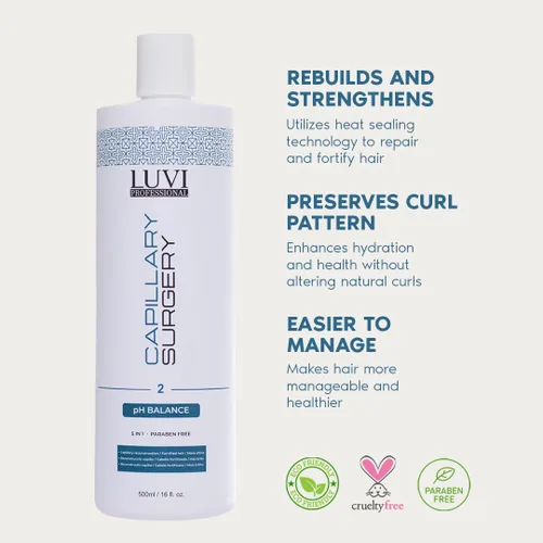 Miniatura 4 de Luvi Cirugia Capilar para el Cabello Sin Formol, B-tox Capilar, de larga duración, antiencrespamiento, alisado, queratina brasileña 5 en 1, vegano