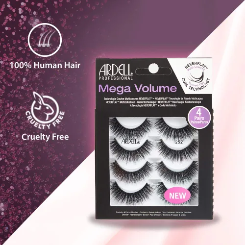 Miniatura 3 de Ardell Pestañas de aspecto natural Mega Volume, 252 – Volumen completo, pestañas postizas de larga duración para un aspecto impecable, 4 pares Mega