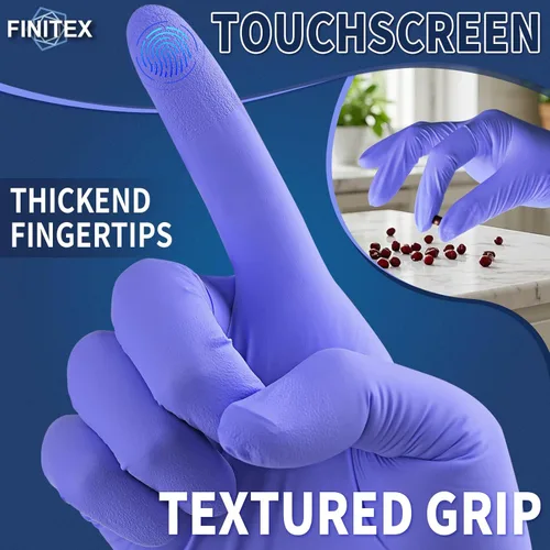 Miniatura 4 de FINITEX Guantes de examen de nitrilo azul hielo, sin polvo, 1000 guantes de limpieza médica y del hogar