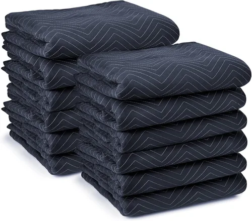 Sure-Max 12 mantas para mudanza y embalaje - Pro Economy - 80 x 72 pulgadas (35 lb/dz peso) - Almohadillas acolchadas para muebles de envío, azul