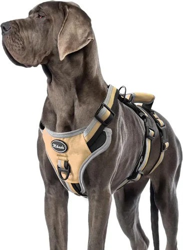Miniatura 10 de Mihachi Arnés para perro a prueba de escapes, arnés para perro sin tirones con asa, suave acolchado reflectante y ajustable de cuerpo completo