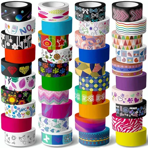 KUNMINGER Juego de 40 rollos de cinta washi – 0.591 in de ancho de cinta decorativa de color para manualidades, suministros de diario basura,