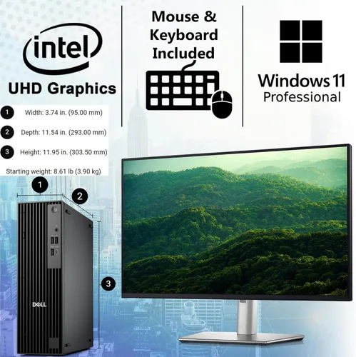 Miniatura 3 de Dell Pro Slim QCS1250 Intel i5-14500, RAM DDR5 de 16 GB, PCIe NVMe de 512 GB, RJ-45, puerto DP, HDMI, KB y mouse con cable, Windows 11 Pro
