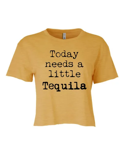 Miniatura 10 de I Wonder If Bourbon Thinks About Me Too, Cute Women's Screen Printed Crop Tee, Shirts With Sayings, Heather Gray or Gold (L, Gold)