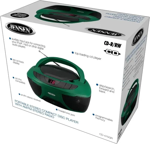 Miniatura 6 de Jensen CD-475 Boombox estéreo portátil deportivo (verde)
