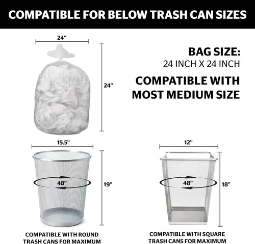 Miniatura 7 de Aluf Plastics Bolsas de basura de alta densidad, 10 galones, 1000 unidades, 6 micrones (eq), 24" x 24", transparentes, para baño, oficina