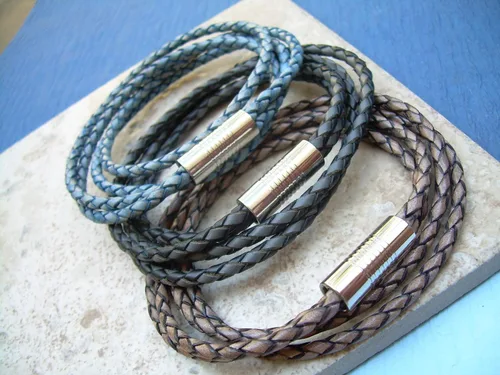 Miniatura 2 de Pulsera de cuero con cierre magnético, acero inoxidable, joyería para hombre, pulsera para hombre, pulsera envolvente, regalo para hombre, para él