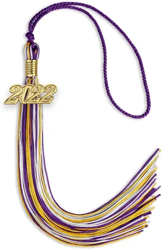 Miniatura 39 de Endea Graduation Borla mixta de triple color con gota de fecha dorada (negro/dorado/blanco, 2021)