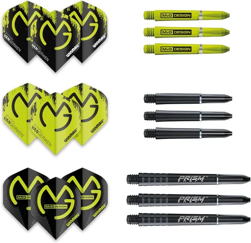 Miniatura 5 de WINMAU Micheal Van Gerwen Acclaim - Dardos de punta de acero de 0.88 oz – Juego de dardos profesionales 90% tungsteno – Agarre de precisión, vuelos