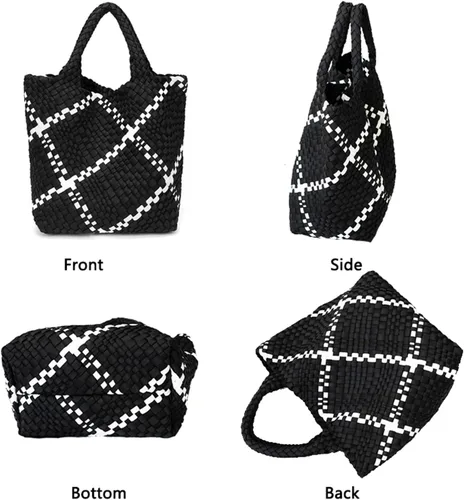 Miniatura 3 de Bolso Hobo de moda, hecho a mano, tejido casual, para mujer, de gran capacidad, de neopreno, de retazos, para mujer