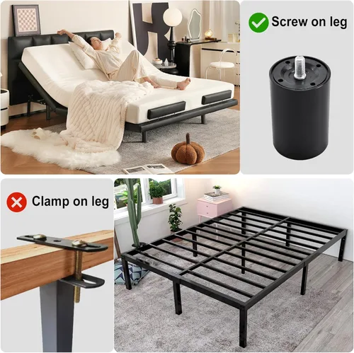 Miniatura 3 de Patas de Cama Ajustables de Repuesto para Marco de Base de Cama Ajustable, Incluye 4 Tipos de Roscas, Juego de 4 Patas Atornillables 3 en 1 de 12