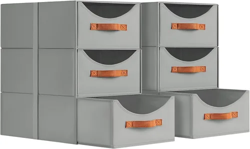 Miniatura 8 de Homsorout Cajones de almacenamiento apilables, contenedores de almacenamiento plegables con cajones, paquete de 8 cestas organizadoras de estantes