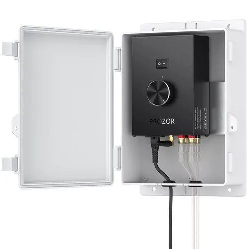 PROZOR Amplificador de potencia Bluetooth 5.0 para altavoces al aire libre, amplificador estéreo 200W+200W, amplificador de 2 canales TPA3221, caja