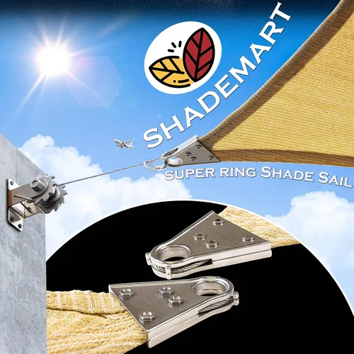 Miniatura 3 de ShadeMart 30' x 30' x 30' Toldo para Sol Beige, Toldo Triangular Resistente, Toldo de Vela Personalizado Tamaño Súper Anillo, Toldo para Patio