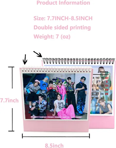 Miniatura 2 de Calendario de escritorio de regalo de Stray Kids 2025-2026, Calendario de escritorio con fotos de Stray Kids para el Año Nuevo (Morado)