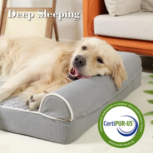 Miniatura 3 de TJSOULER Camas ortopédicas para perros grandes, tapete de espuma para mascotas forrado impermeable con funda extraíble y lavable y parte inferior