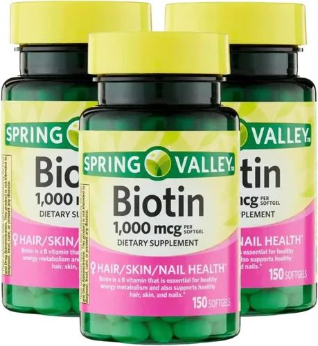 Biotin 1000MCG, cápsulas blandas de biotina, suplemento de uñas para la piel del cabello, 150 unidades + organizador de píldoras de 7 días incluido