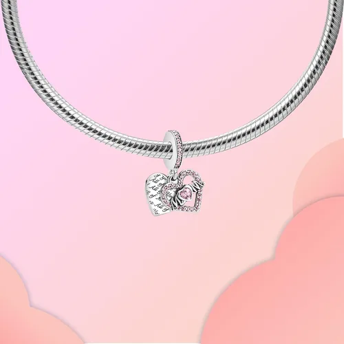 Miniatura 16 de LUXILLA Abalorio de plata de ley 925 para madre, hija, abuela, para familia, amor, madre, hija, abuela, para pulseras, collares, dijes, abalorios