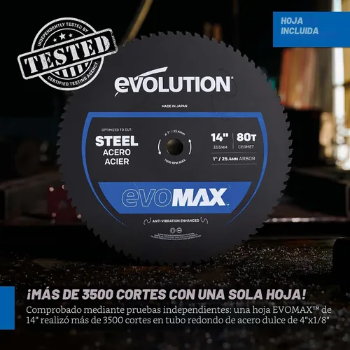 Miniatura 5 de Sierra de corte y medición EVOLUTION S14MCS de 14" Sierra de corte de acero en frío Motor y hoja inteligente EVOMAX +3500 cortes Cortes sin