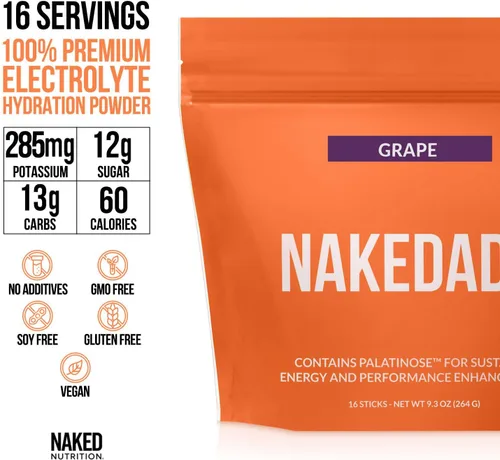 Miniatura 2 de Naked ade Grape - Polvo de bebida deportiva que mejora el rendimiento, polvo de electrolitos, sin OMG ni edulcorantes artificiales, sin gluten, sin