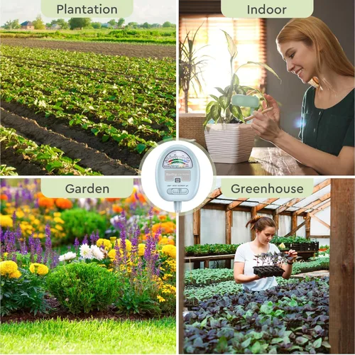 Miniatura 7 de Medidor de humedad del suelo 4 en 1, medidor de humedad para plantas, medidor de pH del suelo, probador de humedad, luz, nutrientes, pH, ideal