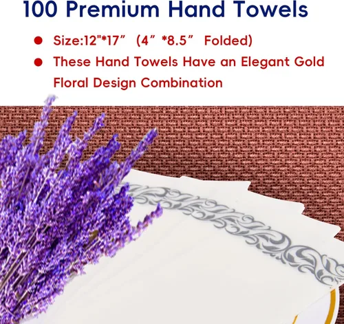 Miniatura 6 de JOLLY CHEF 100 toallas de mano desechables, suaves y absorbentes, servilletas para cena con sensación de lino, elegantes toallas de papel Plateado
