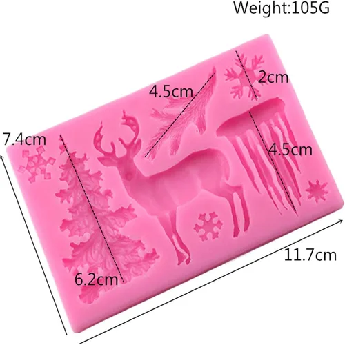 Miniatura 2 de Moldes de silicona con diseño de copos de nieve de alces 3D para fondant de alce rosa chocolate, molde de silicona de Navidad para decoraciones
