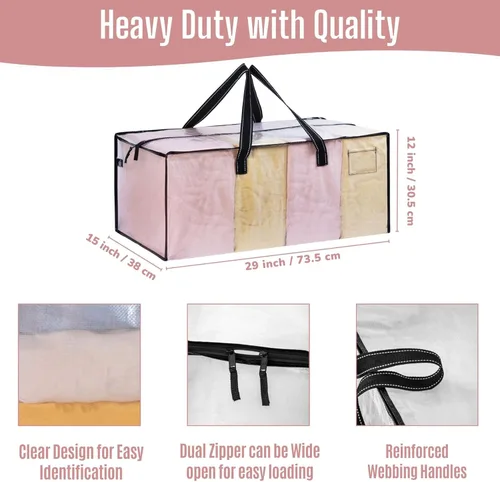 Miniatura 3 de VENO Paquete de 4 bolsas de mudanza resistentes, bolsas de embalaje transparentes para una fácil visibilidad, alternativa a las cajas de mudanza