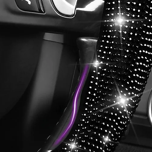 Miniatura 2 de CAR PASS 2 piezas de funda de volante con diamantes brillantes segmentada con cristales de imitación de diamantes, protector de volante