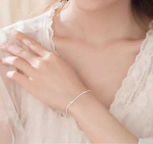 Miniatura 3 de Silver Link Bracelet, Silver Adjustable Chain Bracelets, Dainty Sparkle Chain Bracelet Jewelry for Women