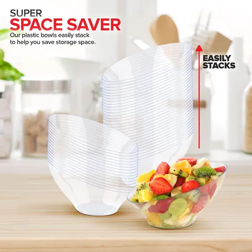 Miniatura 7 de Cuencos de plástico transparente de 6 onzas (paquete de 8) pequeños platos desechables para dulces, recipientes de bufé para papas fritas, palomitas