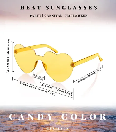 Miniatura 4 de FEISEDY Gafas de sol sin montura en forma de corazón para mujer gafas de amor a la moda B2419