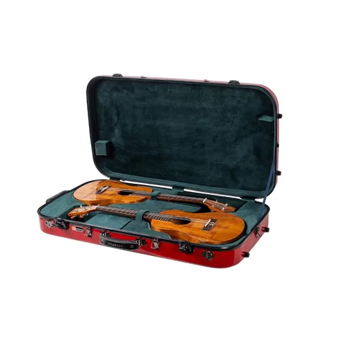 Crossrock Estuche para ukelele de doble tenor, 100% pureza de fibra de vidrio con bloqueo TSA, rojo (CRF2020DTURD)