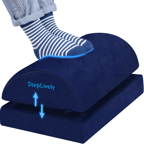Miniatura 8 de StepLively Reposapiés para debajo del escritorio en el trabajo, cómodo taburete con 2 alturas ajustables, reposapiés con cubierta lavable, para Gris