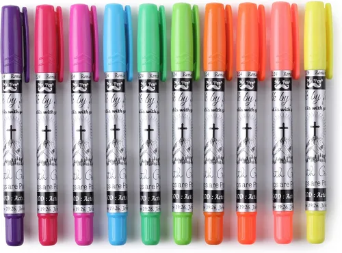 Mr. Pen - Marcadores de gel que no se corren, paquete de 10, colores surtidos, resaltadores de la Biblia, marcadores bíblicos de cera para estudio,