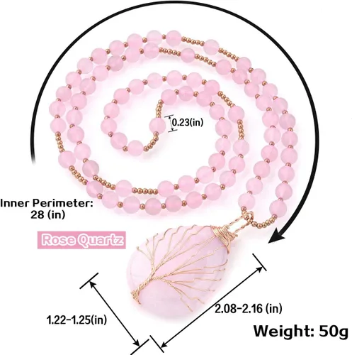 Miniatura 6 de Jovivi Collar de cristales curativos de cuarzo amatista natural, con dije de piedra preciosa de chakra envuelto en lágrima envuelta en alambre de 28