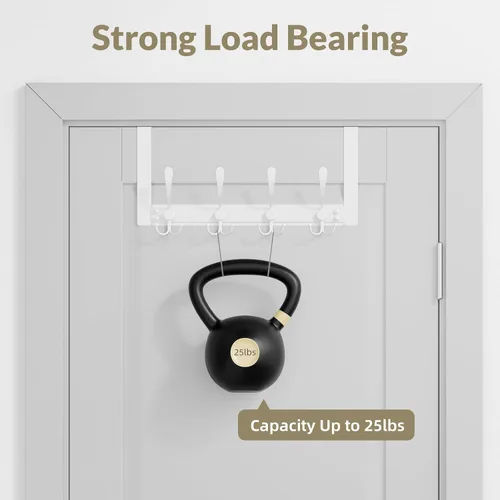 Miniatura 4 de Ganchos Resistentes para Puerta a Prueba de Óxido - Toallero de 25 lb para Puerta, Gancho de Toalla para Puerta, Colgador de Puerta para Baño