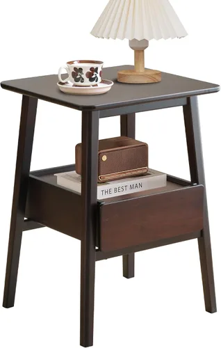 Miniatura 7 de Mesita de noche con cajón, mesita de noche moderna de mediados de siglo, mesitas de noche con estante de almacenamiento abierto, mesa auxiliar