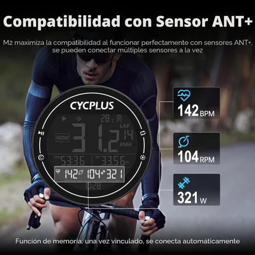Miniatura 6 de CYCPLUS GPS Bike Computer, Wireless Cycling Computer, ANT+ Bluetooth Bicycle Speedometer Odometer IPX6 Waterproof, Rechargeable with 2.5″ Screen for