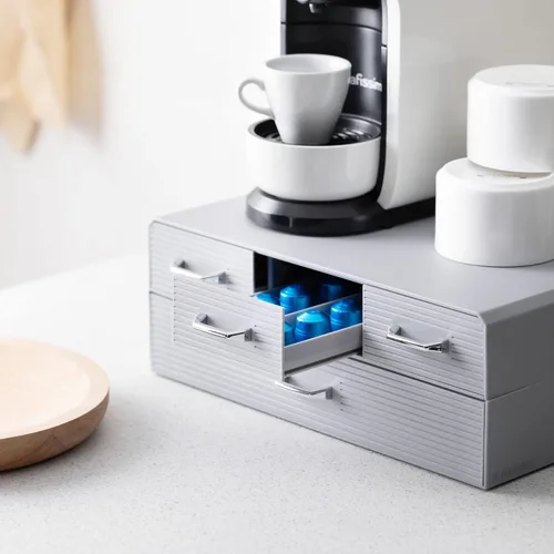 Miniatura 3 de Navaris Organizador para cápsulas de café con 4 cajones - Compatible con Nespresso, CBTL, K-Cups, Verismo - Caja contenedora organizadora de Gris